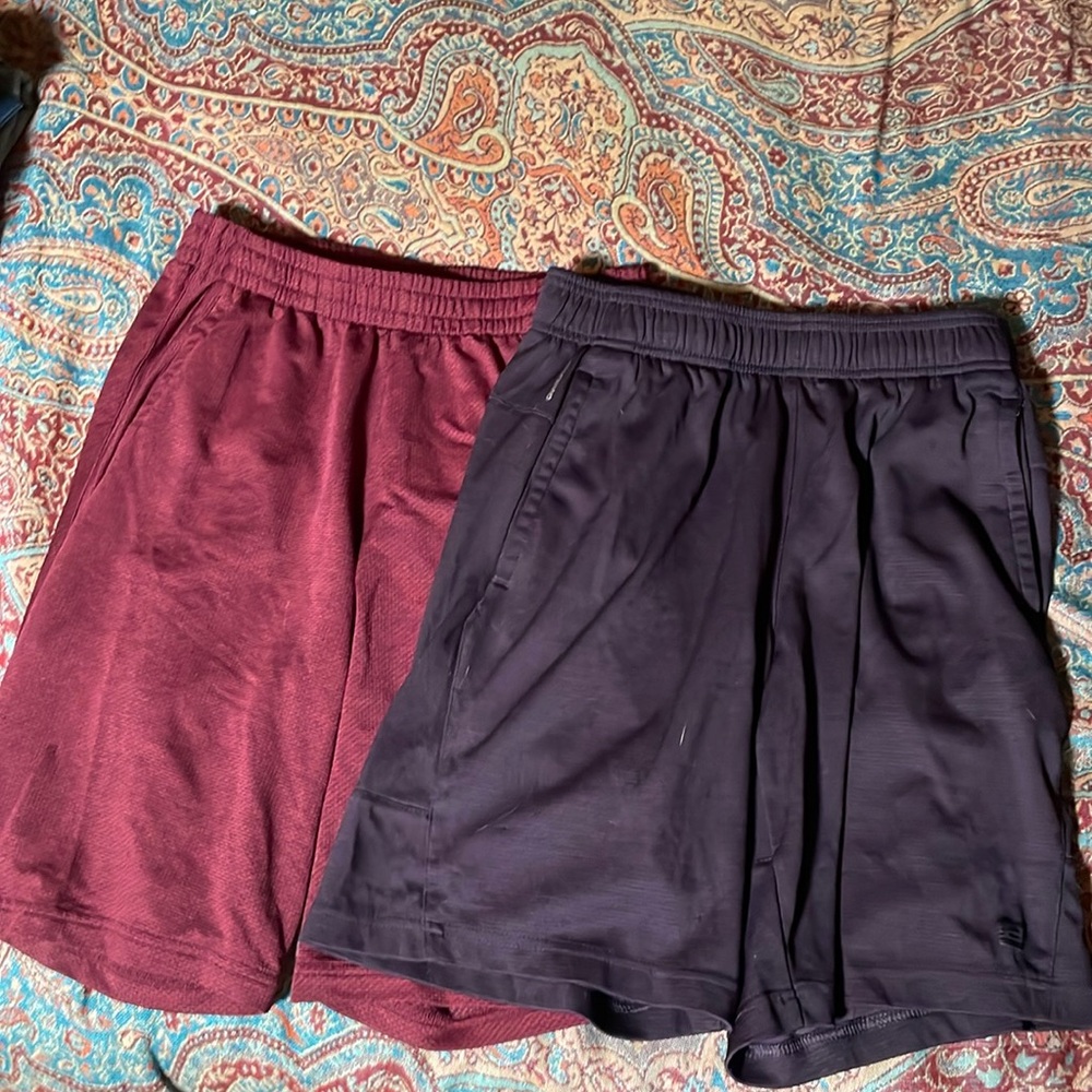 Bundle 2 pair gym shorts burgundy and purple smalls